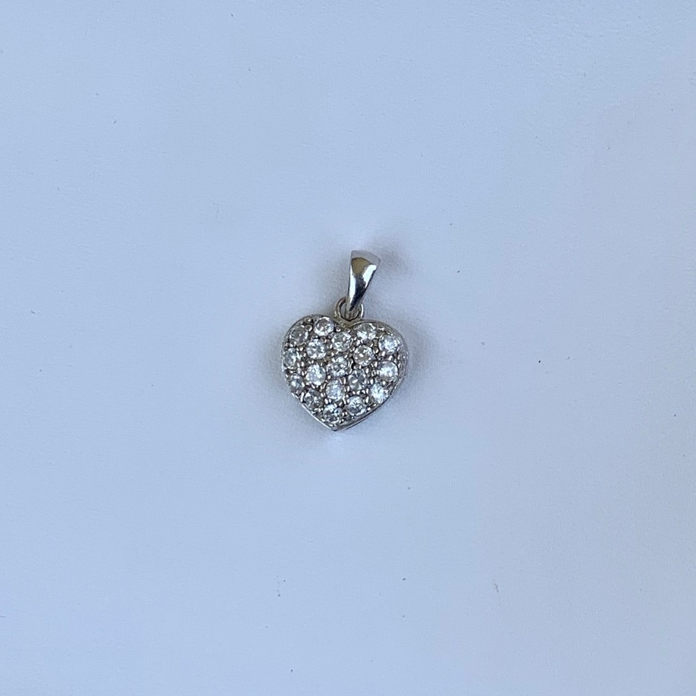 Sterling silver cz pave heart pendent